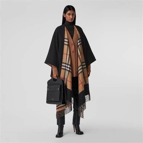 burberry wool cap black bottom|Burberry check cashmere cape.